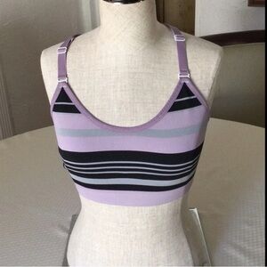 Lavender and Black Striped Sports Bra